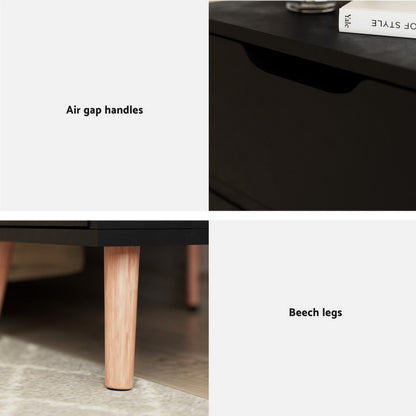 Set of 2 Boden Bedside Table 2 Drawers - Black