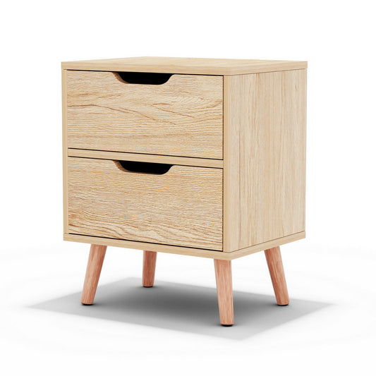 Boden Bedside Table 2 Drawers Nightstand - Pine