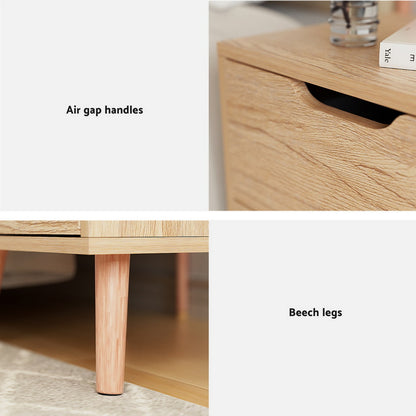 Boden Bedside Table 2 Drawers Nightstand - Pine