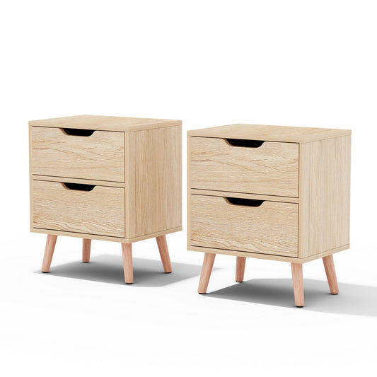 Set of 2 Boden Bedside Table 2 Drawers - Pine