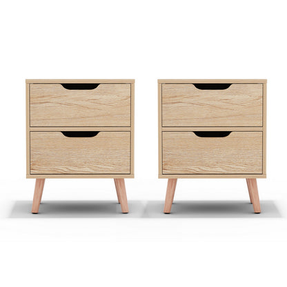 Set of 2 Boden Bedside Table 2 Drawers - Pine