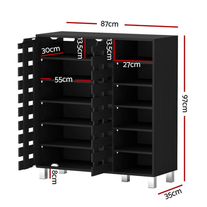 Shoe Rack Cabinet 6 Tier Storage Shelf - Black