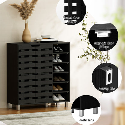 Shoe Rack Cabinet 6 Tier Storage Shelf - Black