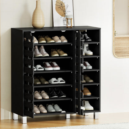 Shoe Rack Cabinet 6 Tier Storage Shelf - Black