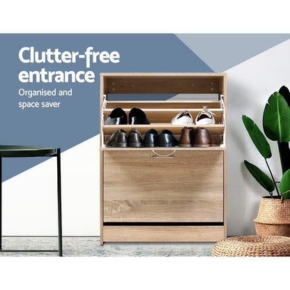 Nina Shoe Rack Cabinet 24 Pairs 3-tier - Pine