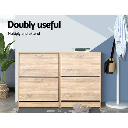 Nina Shoe Rack Cabinet 24 Pairs 3-tier - Pine