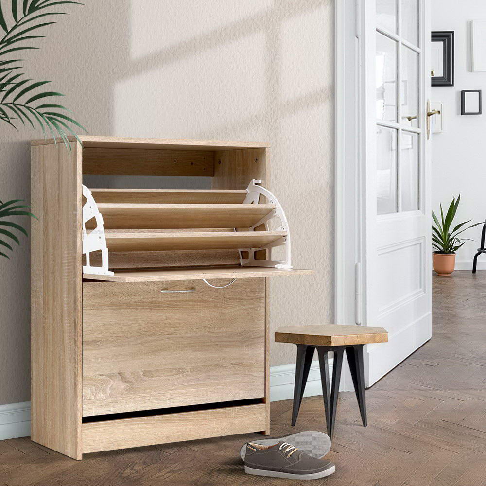 Nina Shoe Rack Cabinet 24 Pairs 3-tier - Pine