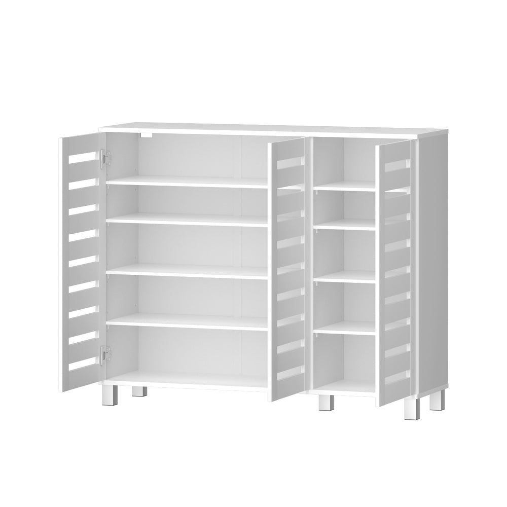 Shoe Rack Cabinet 30 Pairs Adjustable Shelf - White