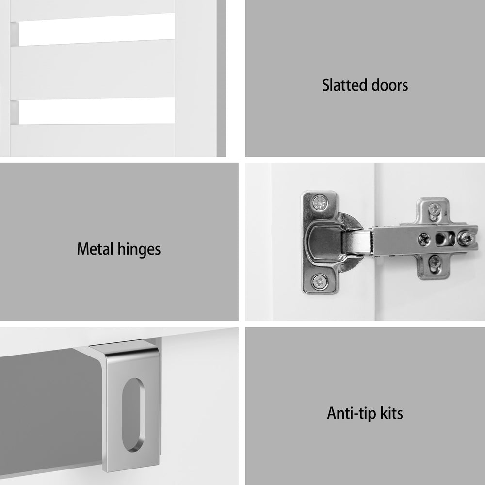 Shoe Rack Cabinet 30 Pairs Adjustable Shelf - White