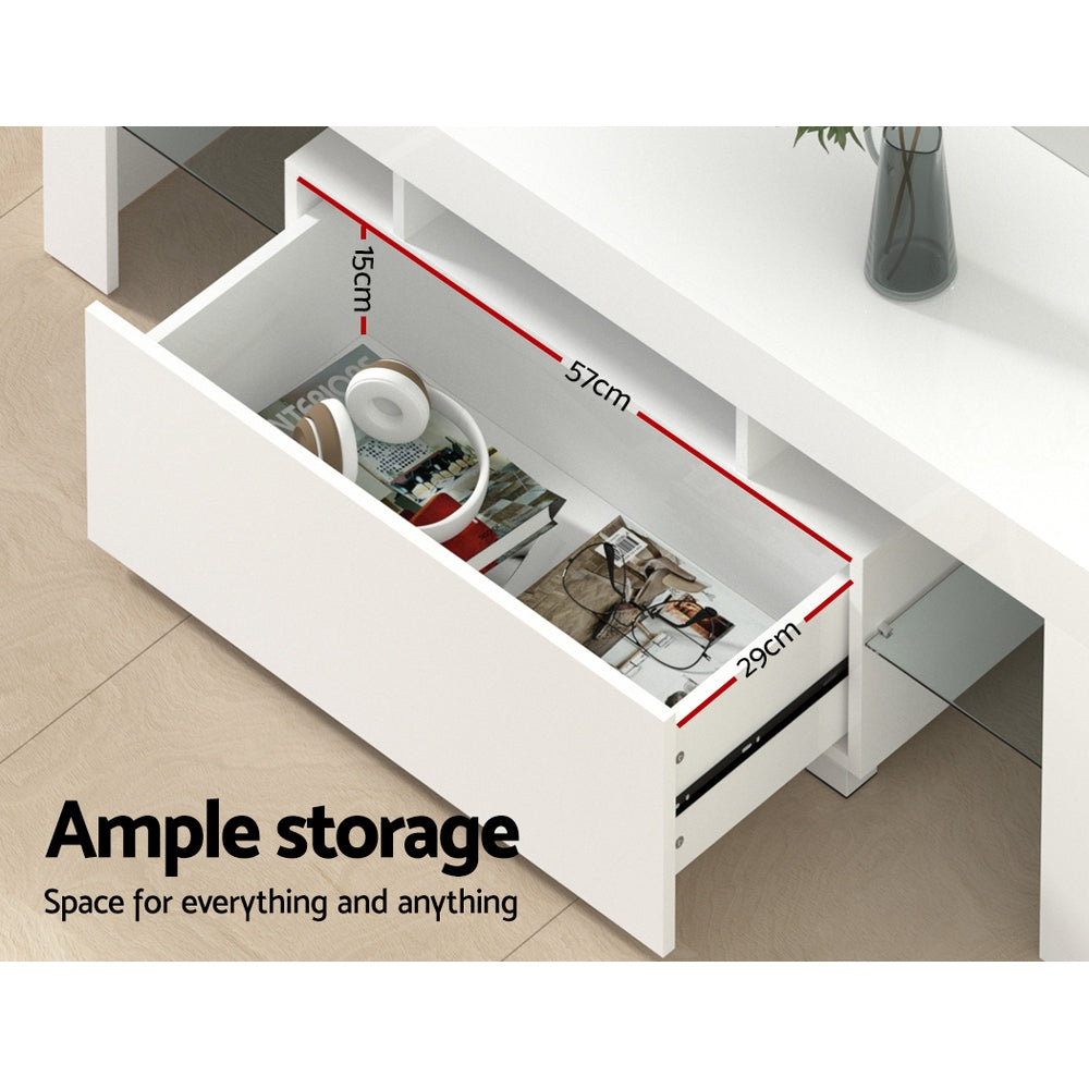 Elo Entertainment Unit TV Cabinet LED 130cm - White