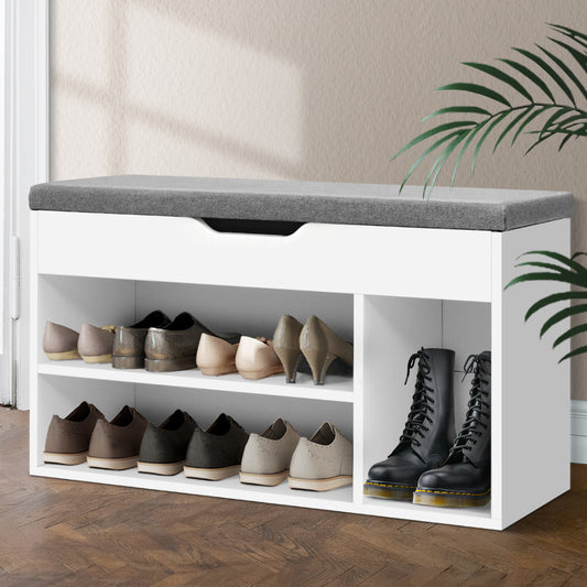 Allen Shoe Rack Bench Shoe Cabinet - White
