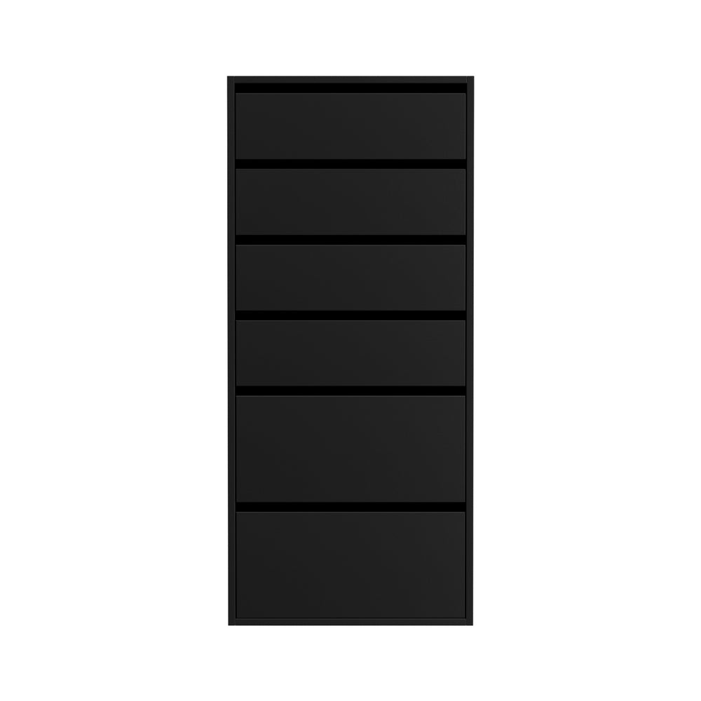 6 Chest of Drawers Dresser Tallboy - Black