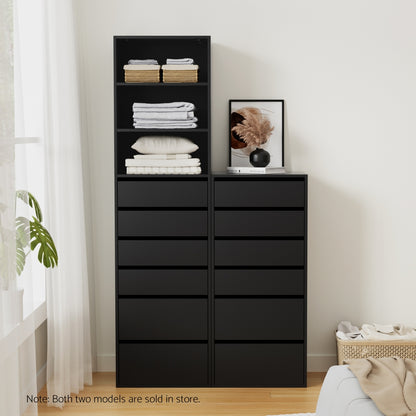 6 Chest of Drawers Dresser Tallboy - Black