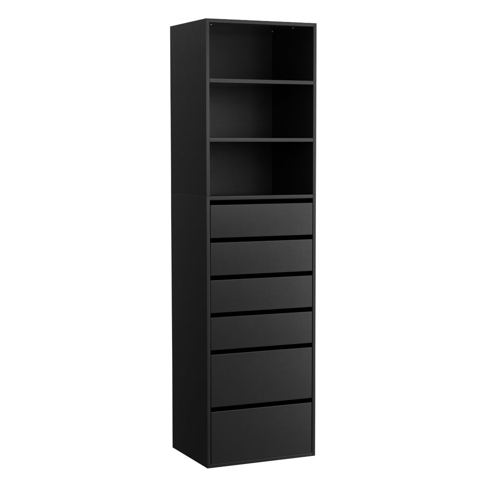 6 Chest of Drawers Tallboy Cabinet - Black