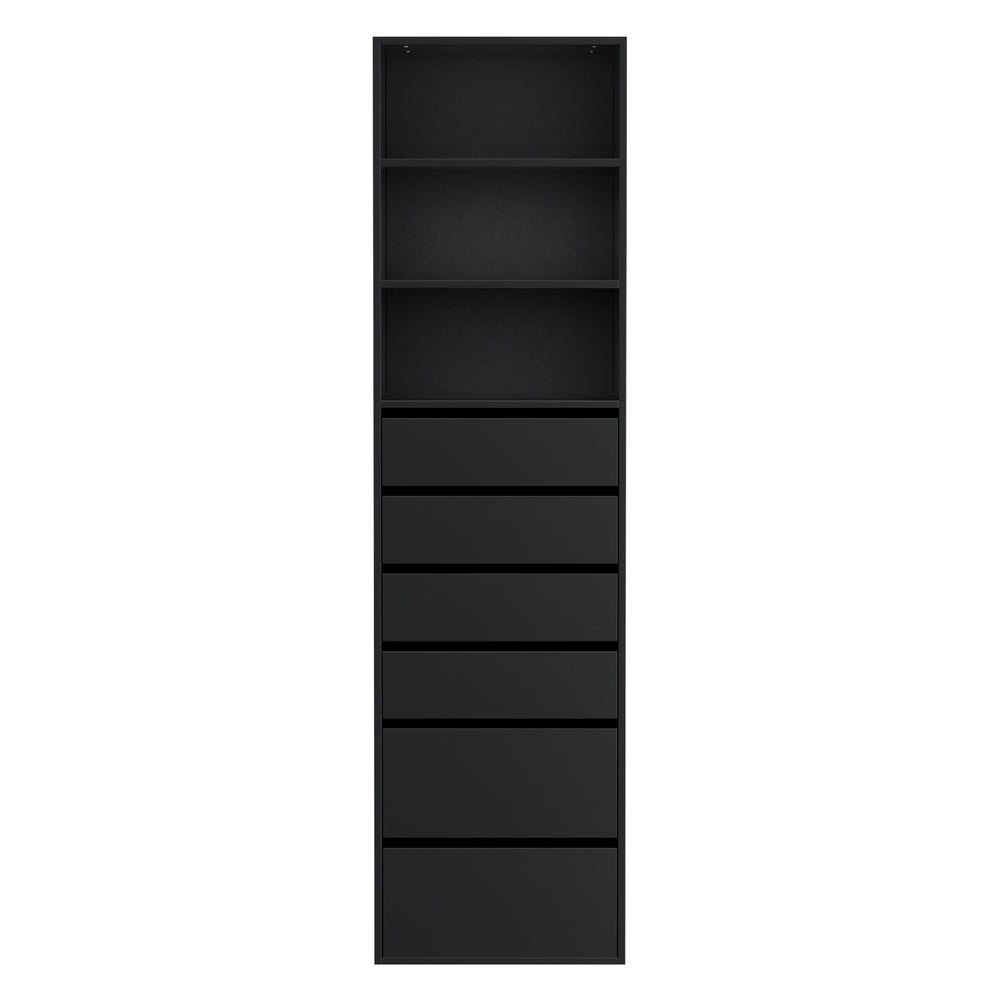 6 Chest of Drawers Tallboy Cabinet - Black