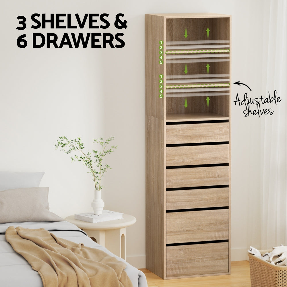 6 Chest of Drawers Tallboy Cabinet - Pine