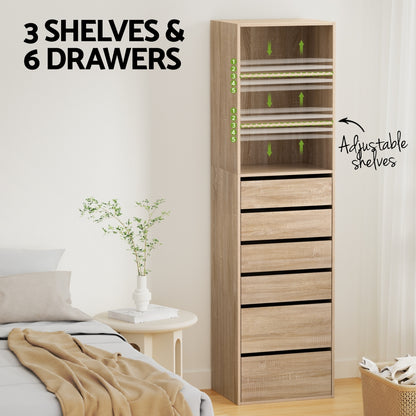 6 Chest of Drawers Tallboy Cabinet - Pine
