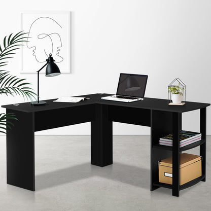 Ronald Computer Desk Shelf L-Shape 136CM -  Black