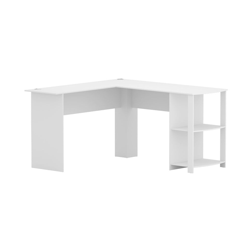 Computer Desk Shelf L-Shape 136CM - White