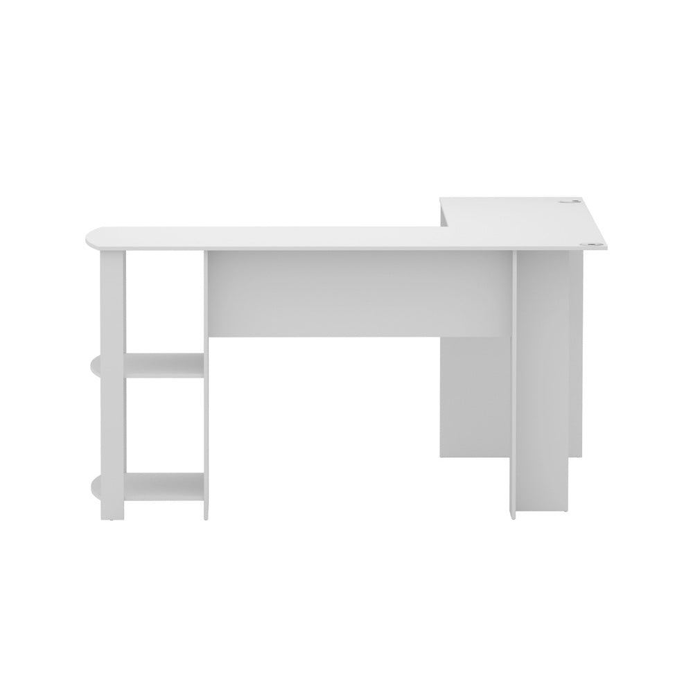 Computer Desk Shelf L-Shape 136CM - White