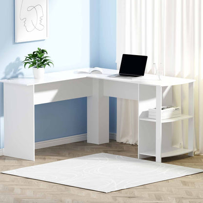 Computer Desk Shelf L-Shape 136CM - White