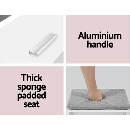 Demi Dressing Table Stool Set Sliding Mirror - White