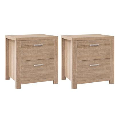 Set of 2 Maxi Bedside Table 2 Drawers - Pine