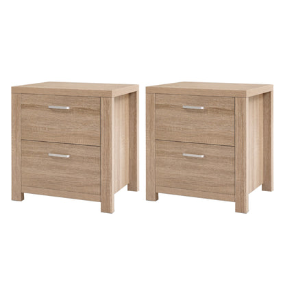 Set of 2 Maxi Bedside Table 2 Drawers - Pine