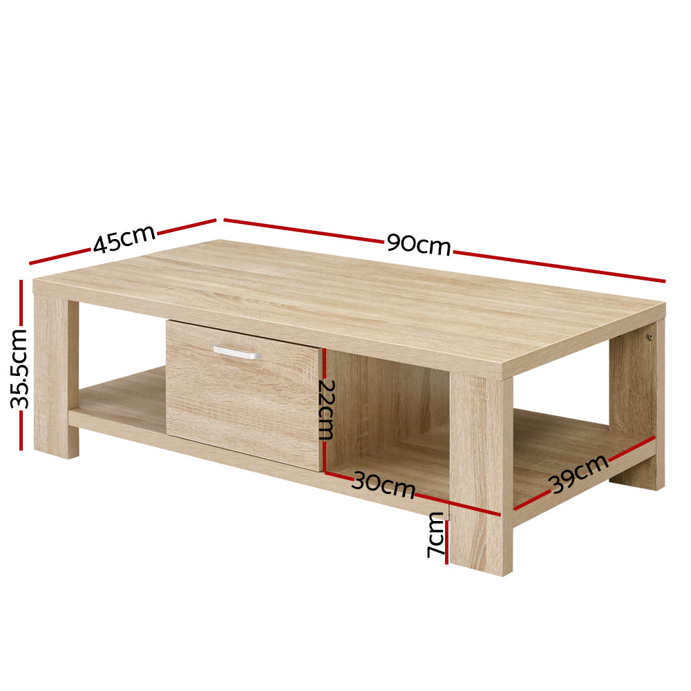 Maxi Coffee Table 1 Drawer - Oak