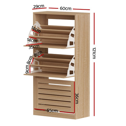 Shoe Cabinet Storage Drawer 45 Pairs - Pine