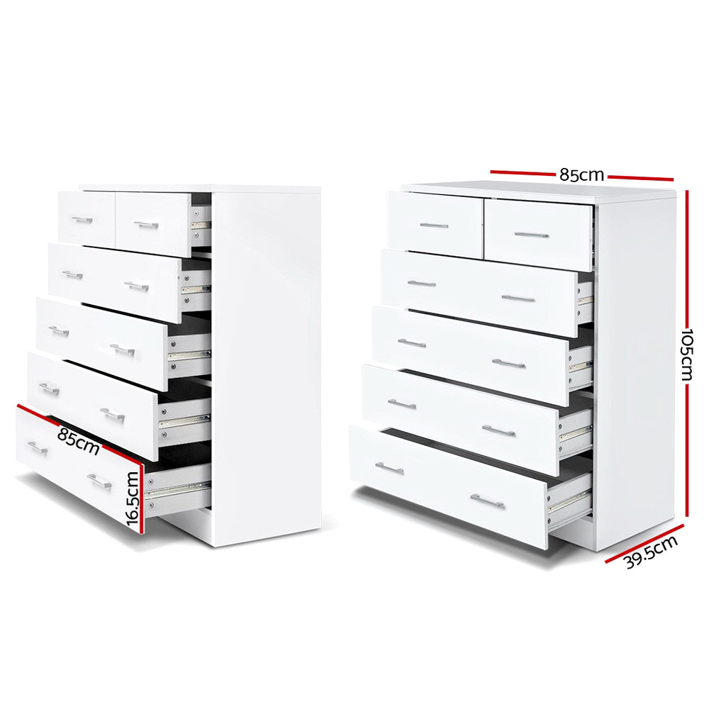 Andes 6 Chest of Drawers - White