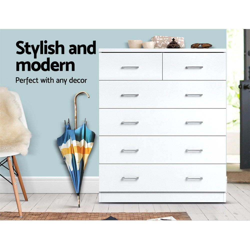 Andes 6 Chest of Drawers - White