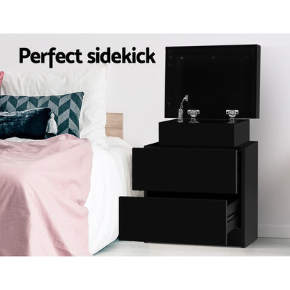 Coley Bedside Table 2 Drawers - Black