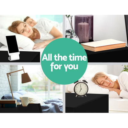 Coley Bedside Table 2 Drawers - Black