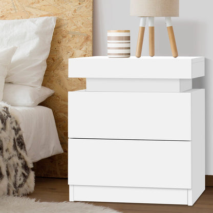 Coley Bedside Table 2 Drawers - White