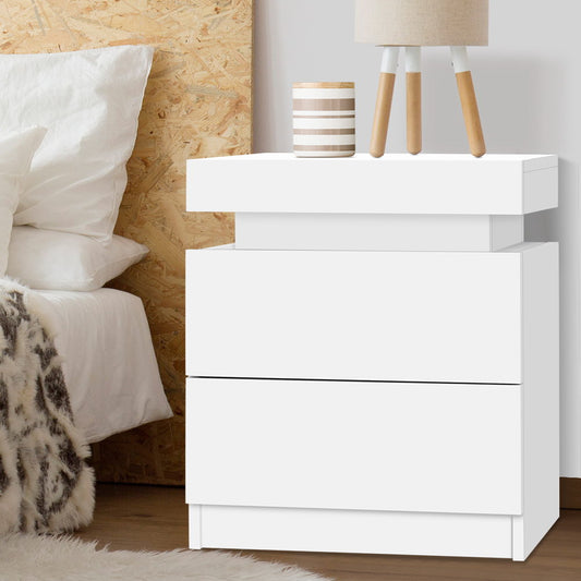 Coley Bedside Table 2 Drawers - White