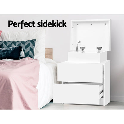 Coley Bedside Table 2 Drawers - White