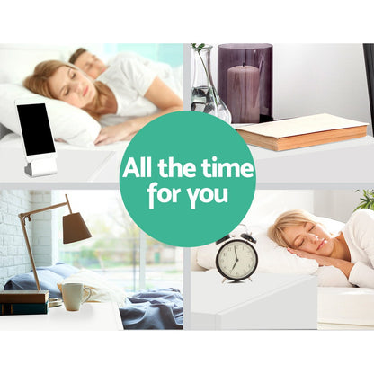 Coley Bedside Table 2 Drawers - White