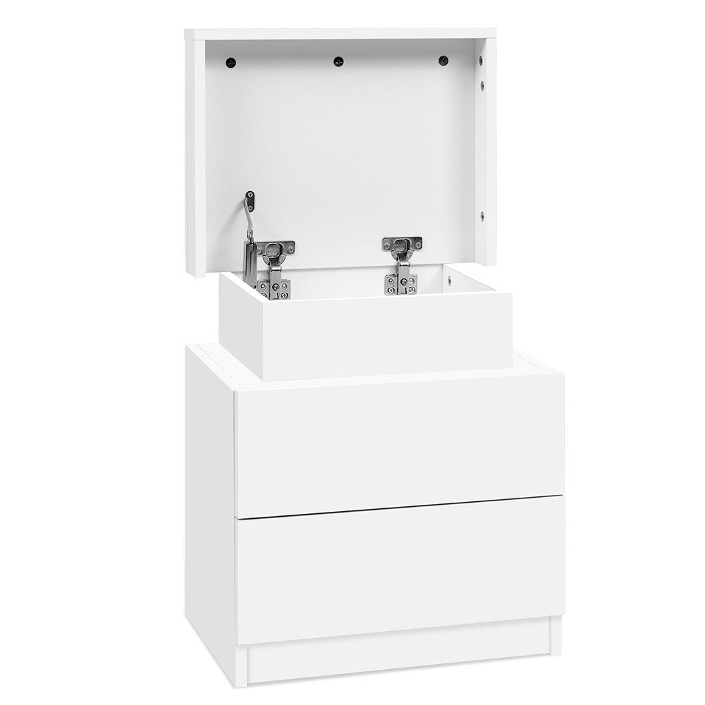 Coley Bedside Table 2 Drawers - White
