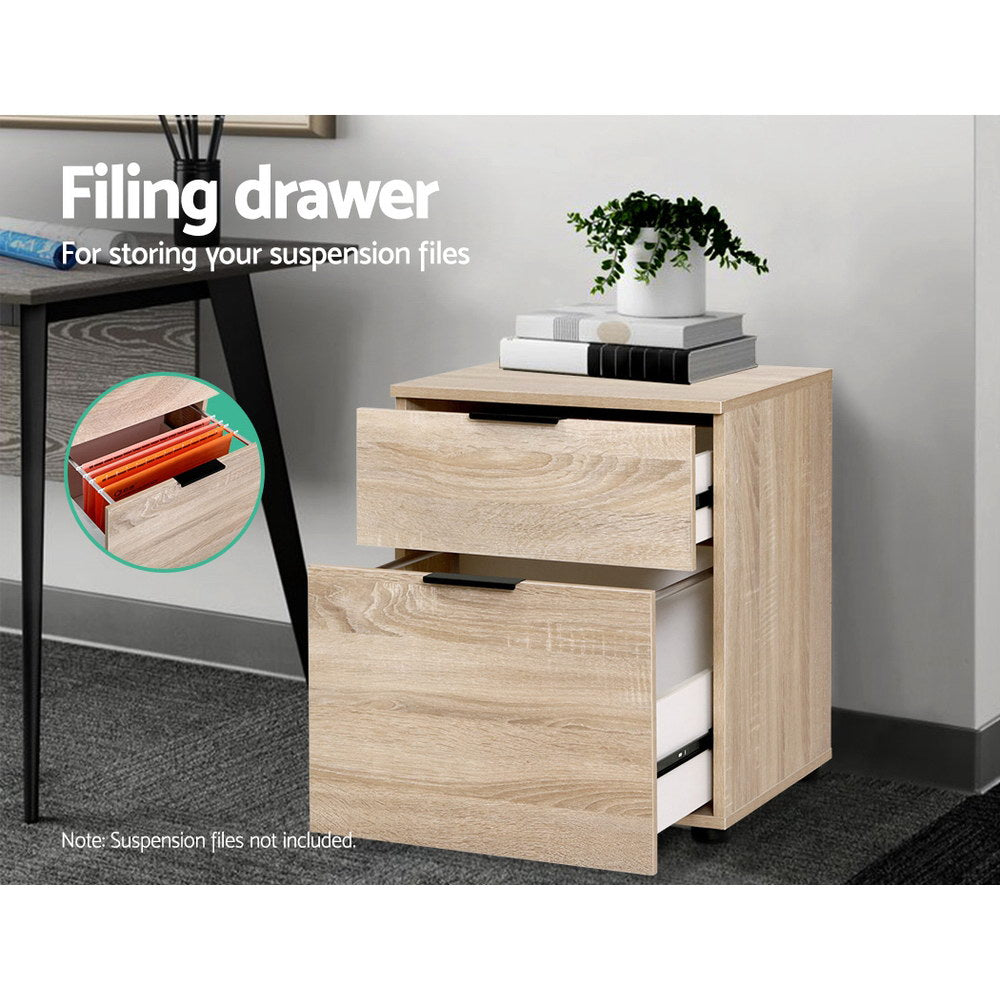 2 Drawer Filing Cabinet - Wood