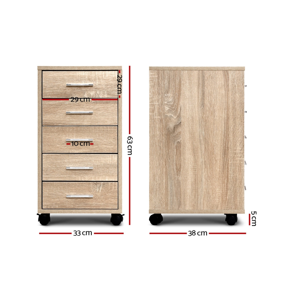 5 Drawer Filing Cabinet - Wood