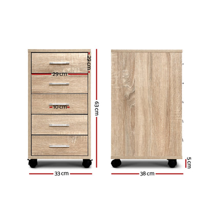 5 Drawer Filing Cabinet - Wood