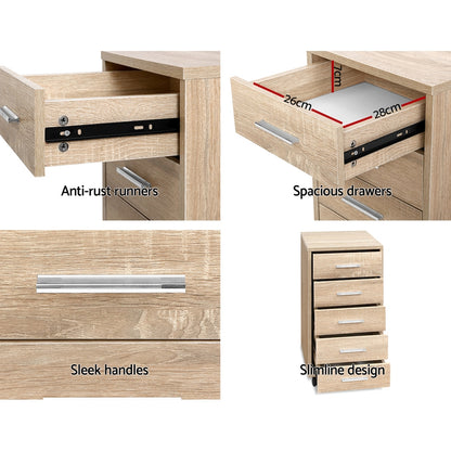 5 Drawer Filing Cabinet - Wood