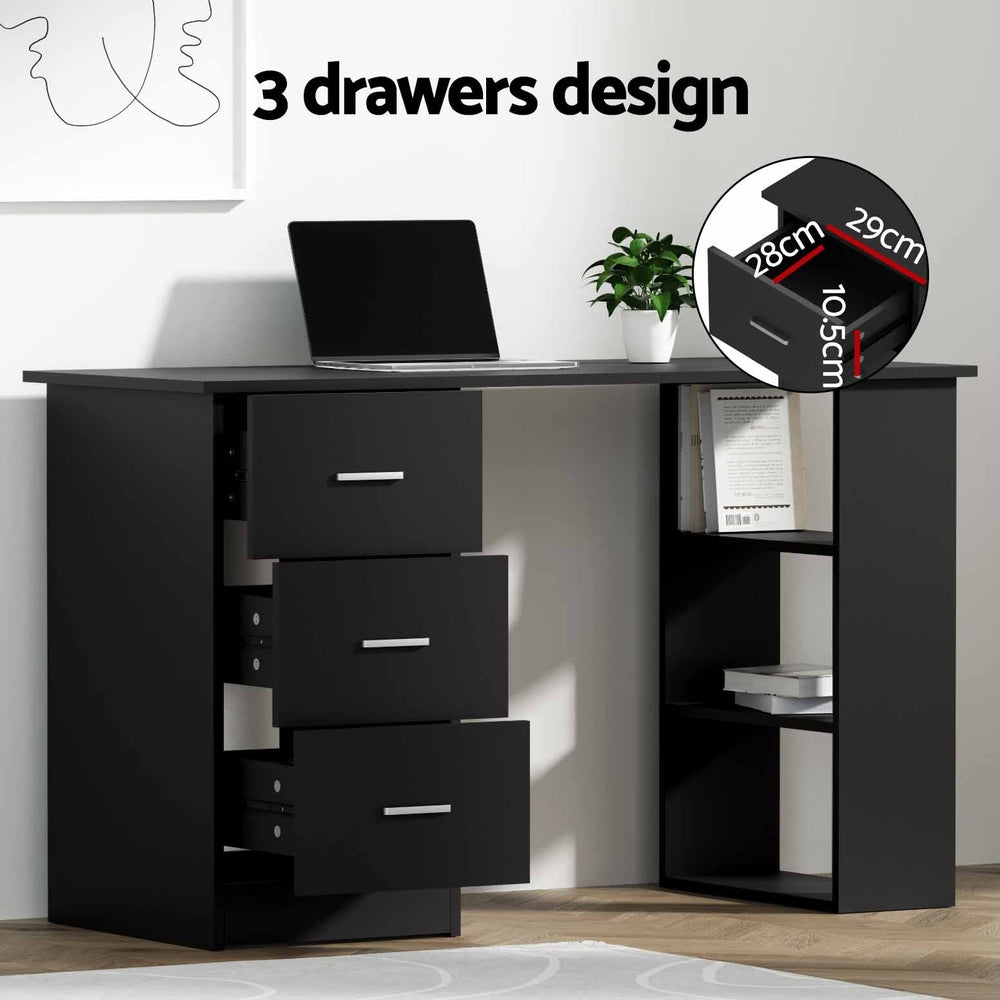Computer Desk Drawer Shelf Cabinet 120CM - Black