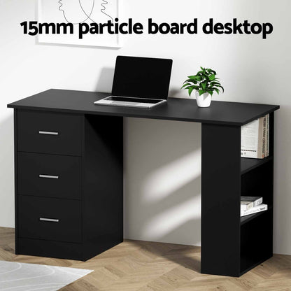 Computer Desk Drawer Shelf Cabinet 120CM - Black