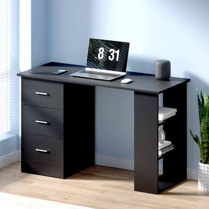 Computer Desk Drawer Shelf Cabinet 120CM - Black