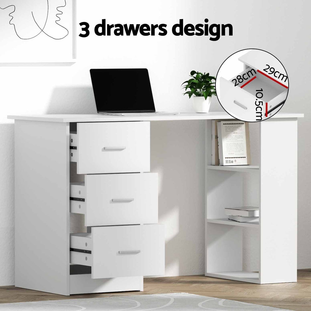Bobb Computer Desk Drawer Shelf Cabinet 120CM - White