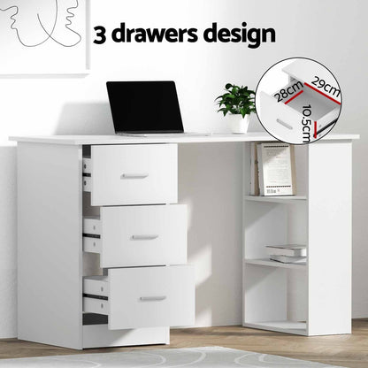 Bobb Computer Desk Drawer Shelf Cabinet 120CM - White
