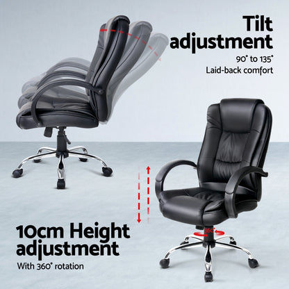 Computer Desk 120cm & Executive Office Chair Set - Black