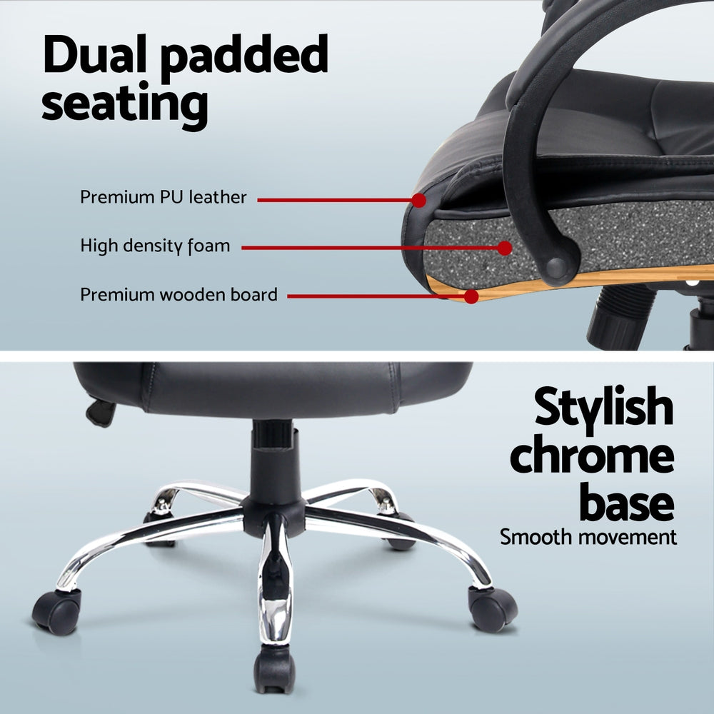 Computer Desk 120cm & Executive Office Chair Set - Black